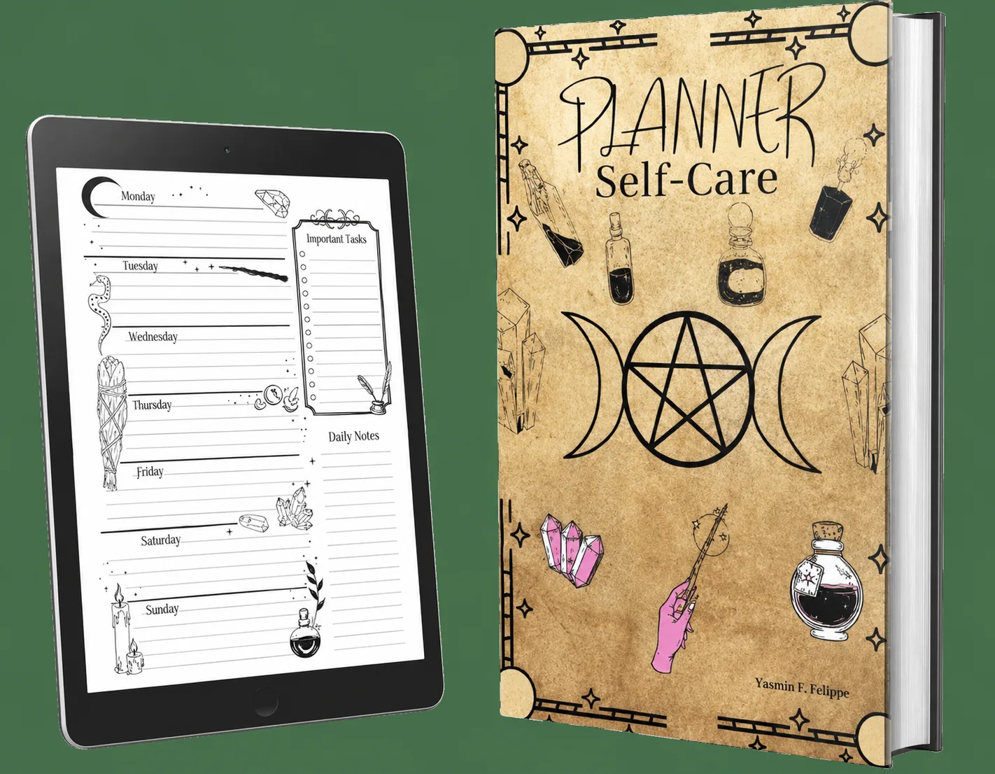 Self-Care Planner with weekly pages for self-care and wellbeing